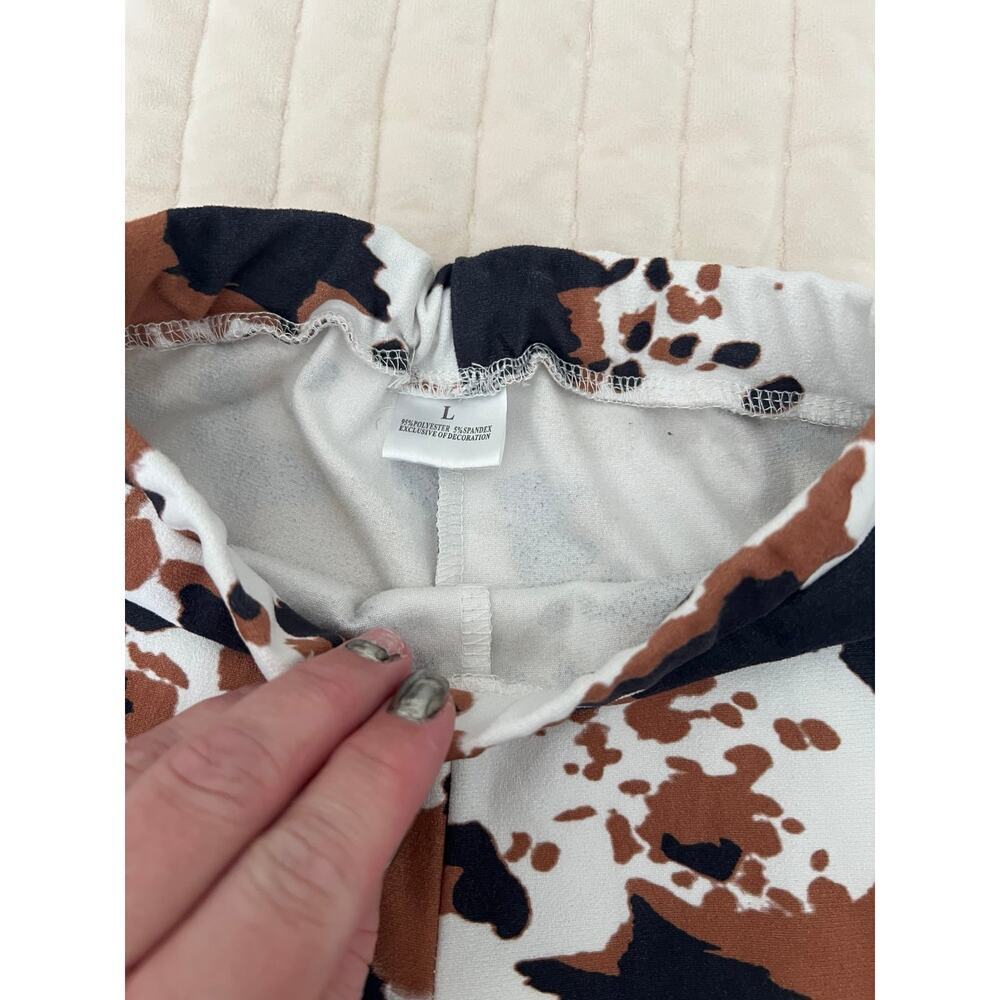 Toddler Cow Print Pants with Fringe - Picture 2 of 3